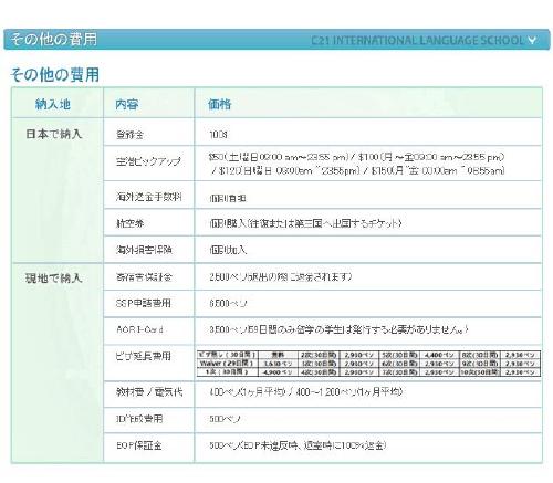 フィリピン留学 :その他の費用 フィリピン留学 C21